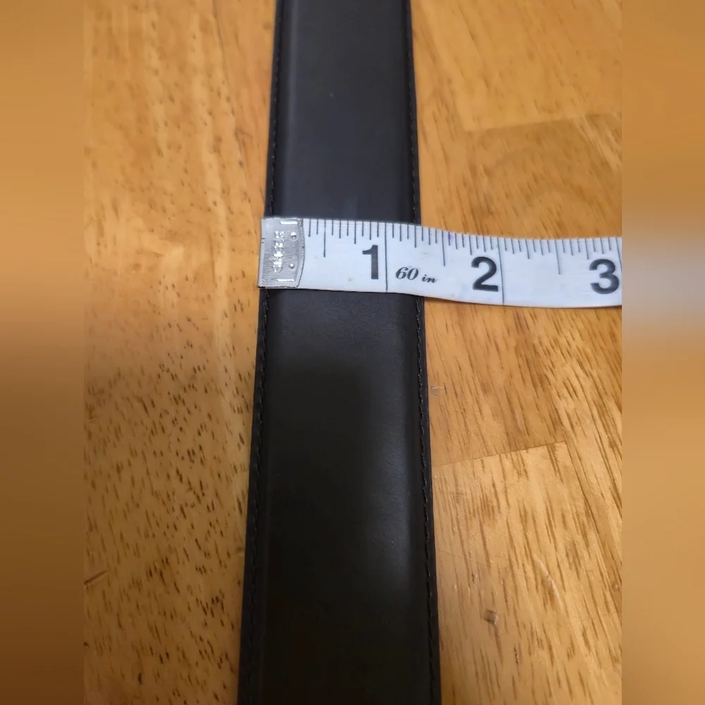 Black and Tan Leather Belt‎ with Silver Buckle